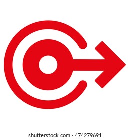 Log Out icon. Vector style is flat iconic symbol with rounded angles, red color, white background.