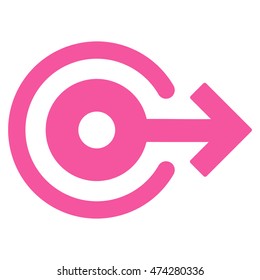 Log Out icon. Vector style is flat iconic symbol with rounded angles, pink color, white background.