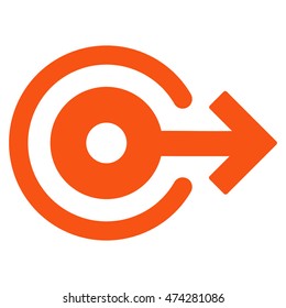 Log Out icon. Vector style is flat iconic symbol with rounded angles, orange color, white background.
