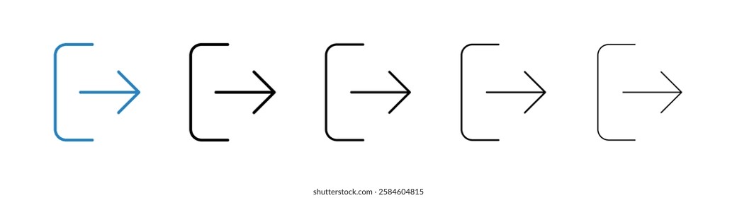 Log Out icons in five different stroke sizes