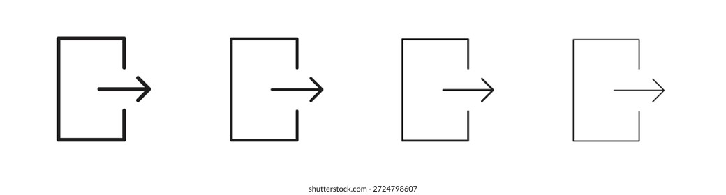 Fazer logoff da coleção de vetores de linha de ícones. Ícone de vetor perfeito de pixel