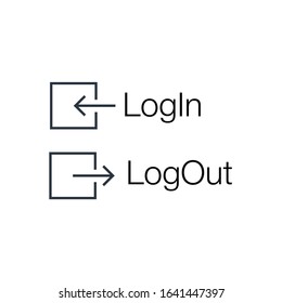 Log in and log out icons set. Can be used for apps, web software development. Stock Vector illustration isolated on white background.