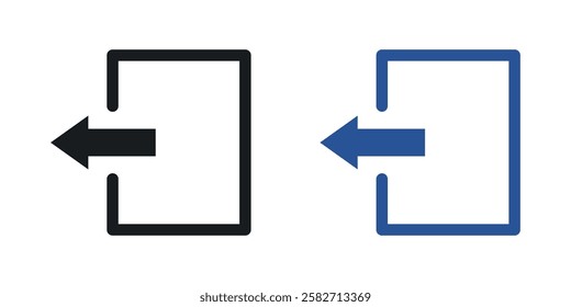 Log Out icons set vectors black and colored style