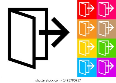 Log Out. Line Icon With Different Color Background.