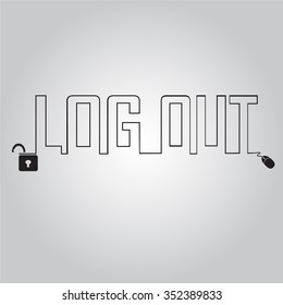 Log out and line text, security concept illustration