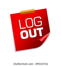 Log Out Red Sticky Notes Vector Icon Design