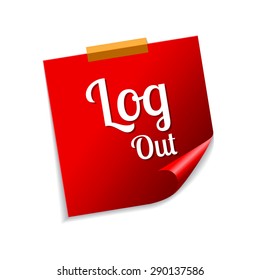 Log Out Red Sticky Notes Vector Icon Design