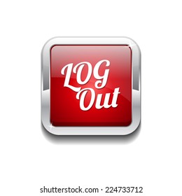 Log Out Red Vector Icon Button