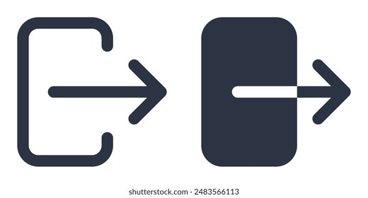 Log out or sign out simple icons set designed in filled, outline, line and stroke style