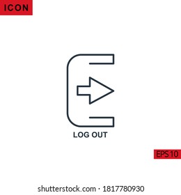 Log out vector icon on white background. Illustration line icon for graphic, print media interfaces and web design.
