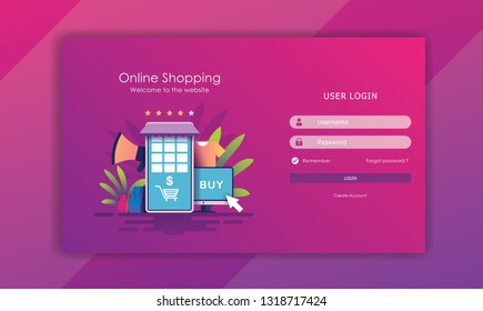 log in page design, online shoping template, page builder design