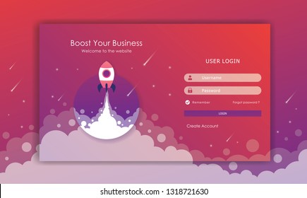 Log In Page Design, Rocket Launcher  Template, Page Builder Design