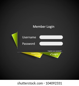 Log in page on pattern background,Vector