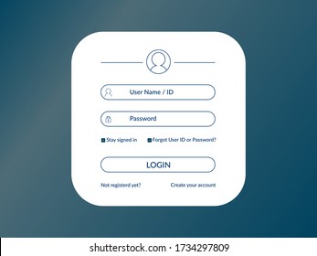 Log in page. sign up web forms with the detailed description. Simple login screen template. Vector design. Pop up with buttons and inputs. UI, UX web elements. Login page, sing in page. login.