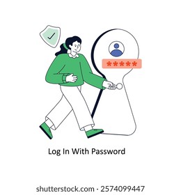 Log In With Password  Flat Style Design Vector illustration. Stock illustration