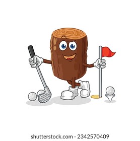 the log playing golf vector. cartoon character
