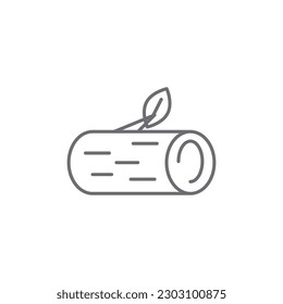 log related vector linear icon. Three wood log. Campfire wood. Firewood Vector outline illustration Isolated on white background. Editable stroke