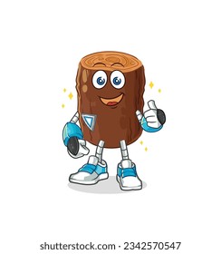 the log robot character. cartoon mascot vector