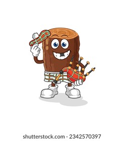 the log scottish with bagpipes vector. cartoon character