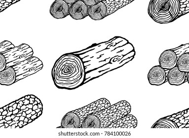 Log seamless pattern. Vector illustration of a log with texture seamless pattern. Log. Hand drawn set of logs. 