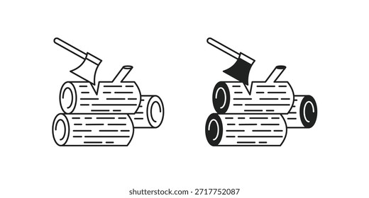 Log set icon with white background vector stock illustration