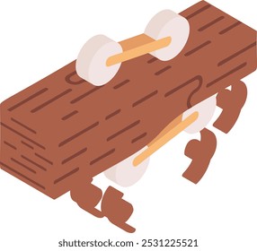 Log Shaving Machine Blade Removing Excess isometric concept, Plank or Slab processing yard vector icon design, timber and lumber Symbol, forest Deforestation products sign mill yard illustration