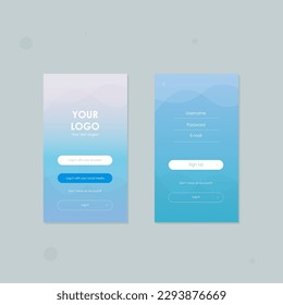 Log in  And Sign Up Form Page Mobile App For Your Business On  Abstract Background Blue Water Or Sky Color Vector Design