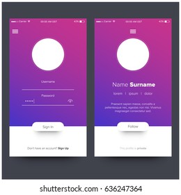 Log In and Sign Up UI UX Screen Design With Profile Details 