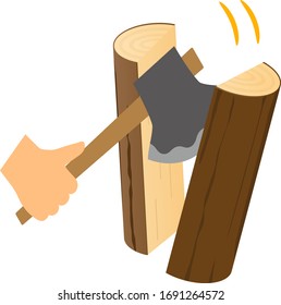 Log splitting isolated vector illustration.