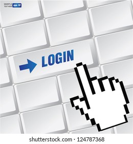 Log in symbol on keyboard,vector