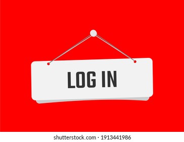 log in text on door sign