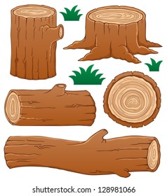 Log theme collection 1 - vector illustration.