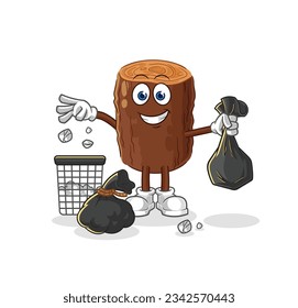 the log Throw garbage mascot. cartoon vector