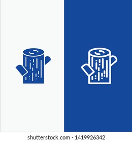 Log, Timber, Wood Line and Glyph Solid icon Blue banner Line and Glyph Solid icon Blue banner