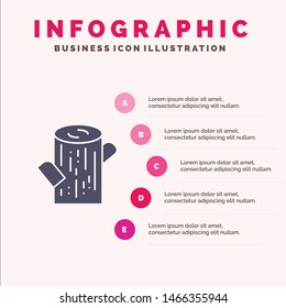 Log, Timber, Wood Solid Icon Infographics 5 Steps Presentation Background. Vector Icon Template background