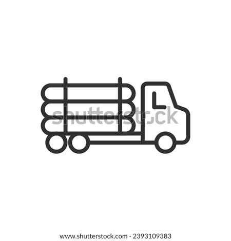 Log truck, linear icon, timber truck. Line with editable stroke