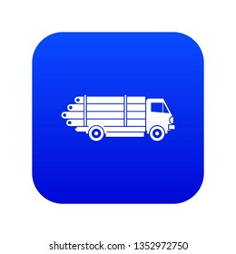Log truck with the pile of logs icon digital blue for any design isolated on white vector illustration