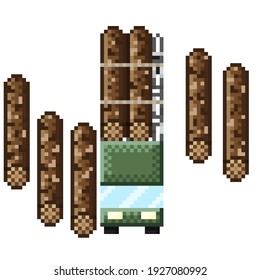 Log truck pixel art. A truck pixel art.