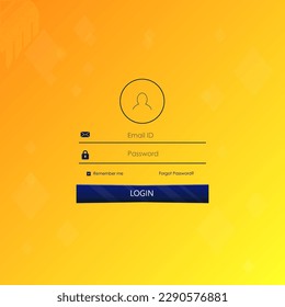 Log In User Interface Web Page Orange Dark Blue Flat Abstract Diamond Background Vector Design