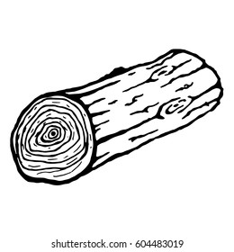 Log. Vector illustration of the texture of a log. Hand drawn stump, log.