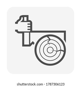 Holz- und Sägeschnitt-Vektorsymbol-Design aufzeichnen