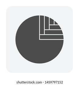 Log wood or timber vector icon in cross section view. Tree after cut, crosscut by saw, lumberjack. Material from nature sawn to lumber, board or plank by sawmill industry for woodworking, construction