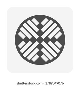 Log wood or timber vector icon in cross section view. Tree after cut, crosscut by saw, lumberjack. Material from nature sawn to lumber, board or plank by sawmill industry for woodworking, construction