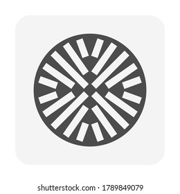 Log wood or timber vector icon in cross section view. Tree after cut, crosscut by saw, lumberjack. Material from nature sawn to lumber, board or plank by sawmill industry for woodworking, construction