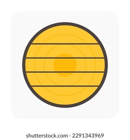 Log wood or timber vector icon. Include sawing method, live sawn pattern for process in mill, sawmill industry. Material from nature sawn to lumber, board or plank for woodworking, construction.