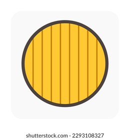 Log wood or timber vector icon. Include sawing method, live sawn pattern for process in mill, sawmill industry. Material from nature sawn to lumber, board or plank for woodworking, construction.