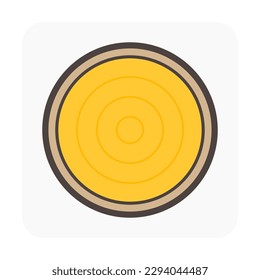 Log wood or timber vector icon in cross section view. Tree after cut, crosscut by saw, lumberjack. Material from nature. Stock for sawn to lumber, woodworking, sawmill industry, construction.