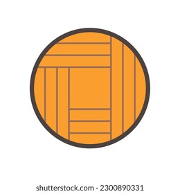 Log wood or timber vector icon. Include sawing method, plain sawn pattern for process in mill, sawmill industry. Material from nature sawn to lumber, board or plank for woodworking, construction.

