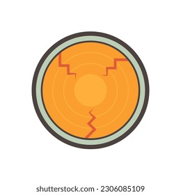 Log wood or timber vector icon in cross section view. Tree after cut, crosscut by saw, lumberjack. Material from nature. Stock for sawn to lumber, woodworking, sawmill industry, construction.
