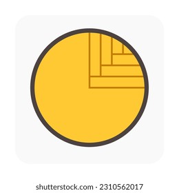 Log wood or timber vector icon. Include sawing method, rift or quarter sawn pattern for process in mill, sawmill. Material from nature sawn to lumber, board or plank for woodworking, construction.